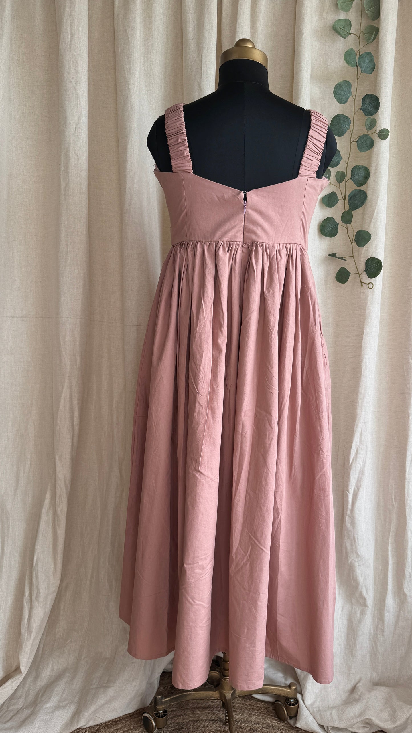 The Valentina Poplin Dress Nude Peach