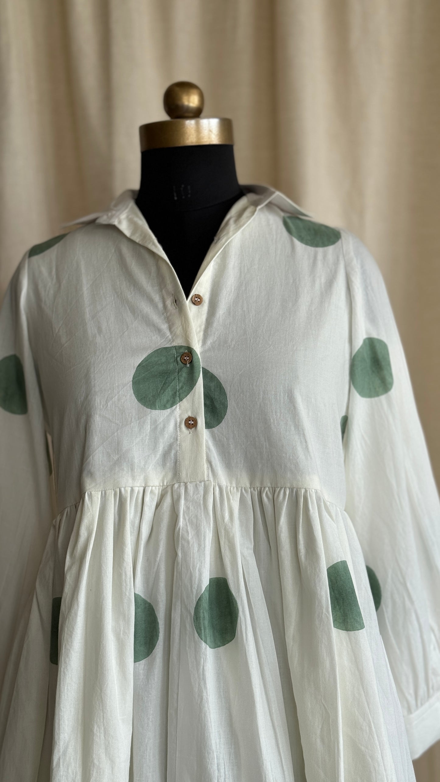 The Luna Bliss Dress - Green Polka