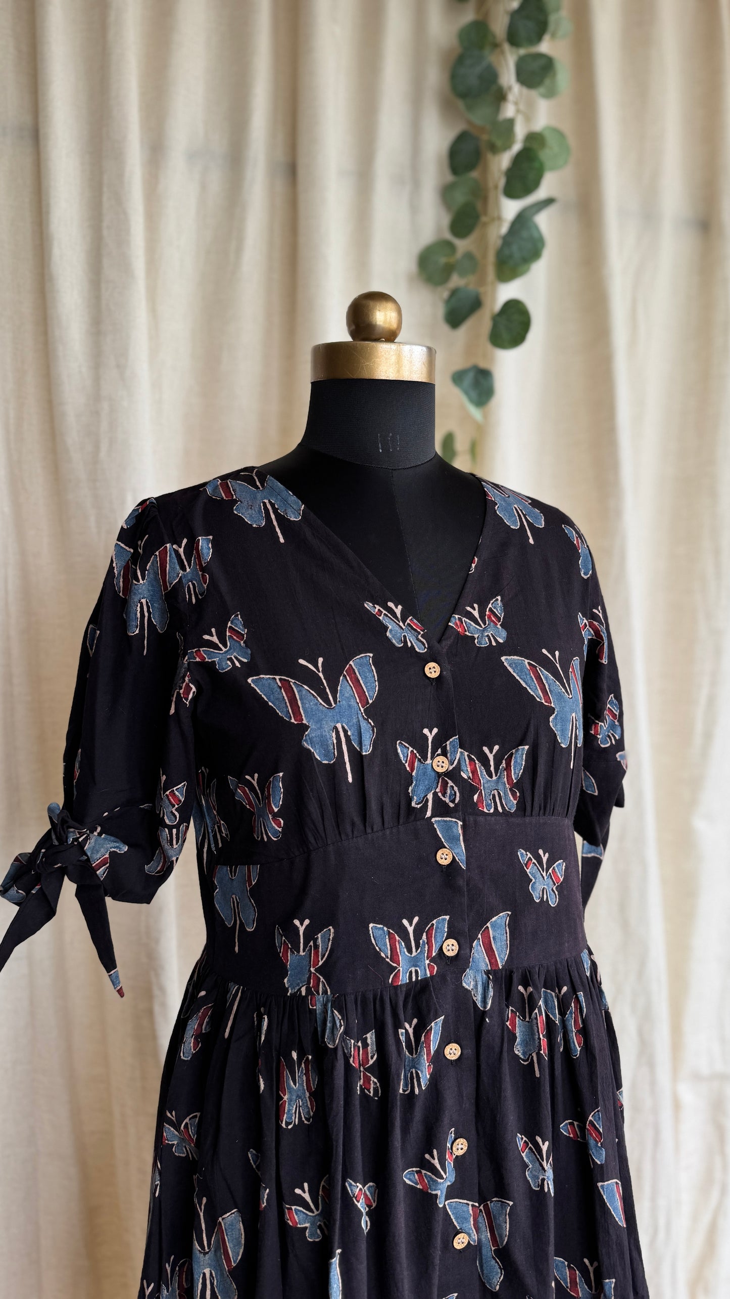 Earth Bound Ajrakh Handblock Print Dress - Black