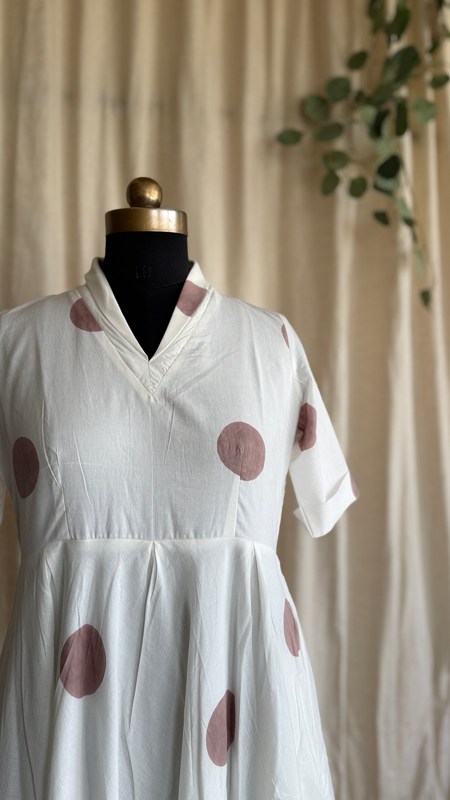 Classic Ease Polka Dot Dress - Nude