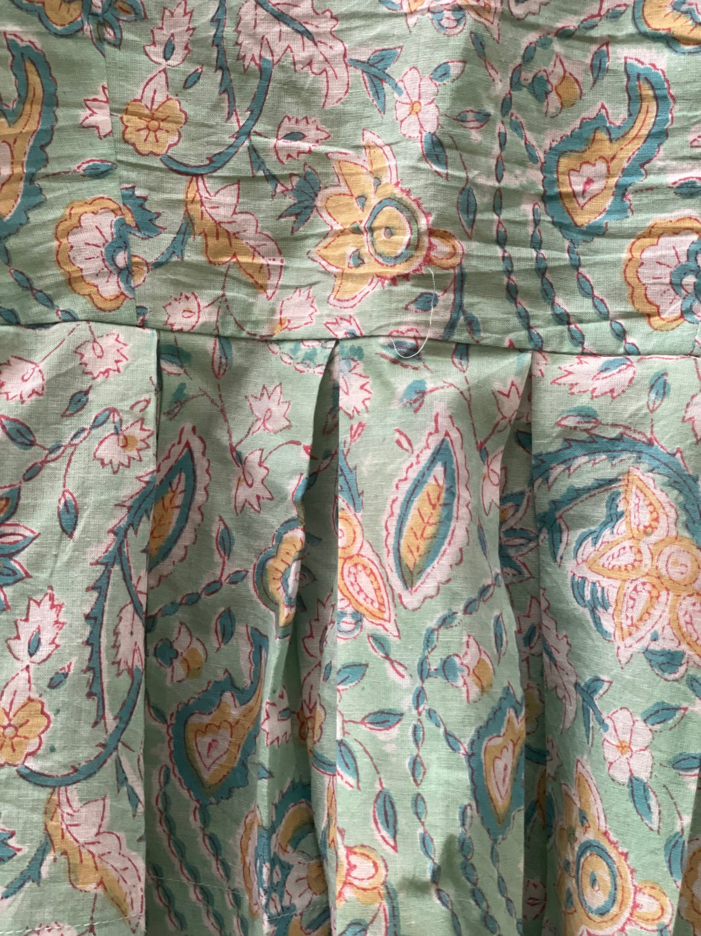Misty Dew Handblock Print Top - Sea Green