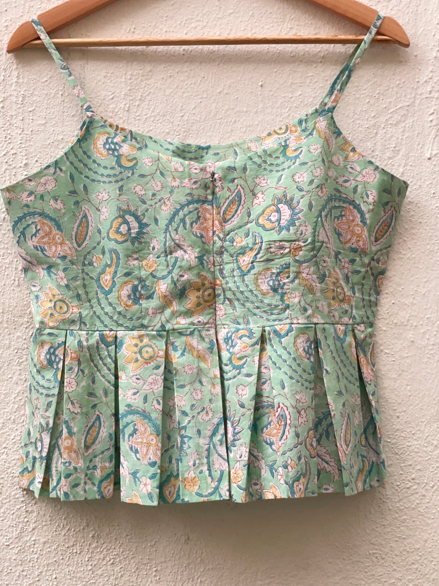 Misty Dew Handblock Print Top - Sea Green