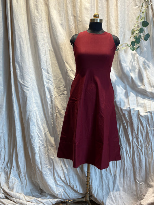 Eva Dress - Maroon Poplin