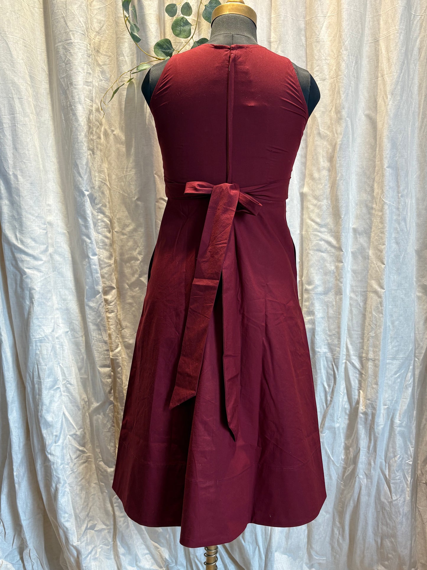 Eva Dress - Maroon Poplin