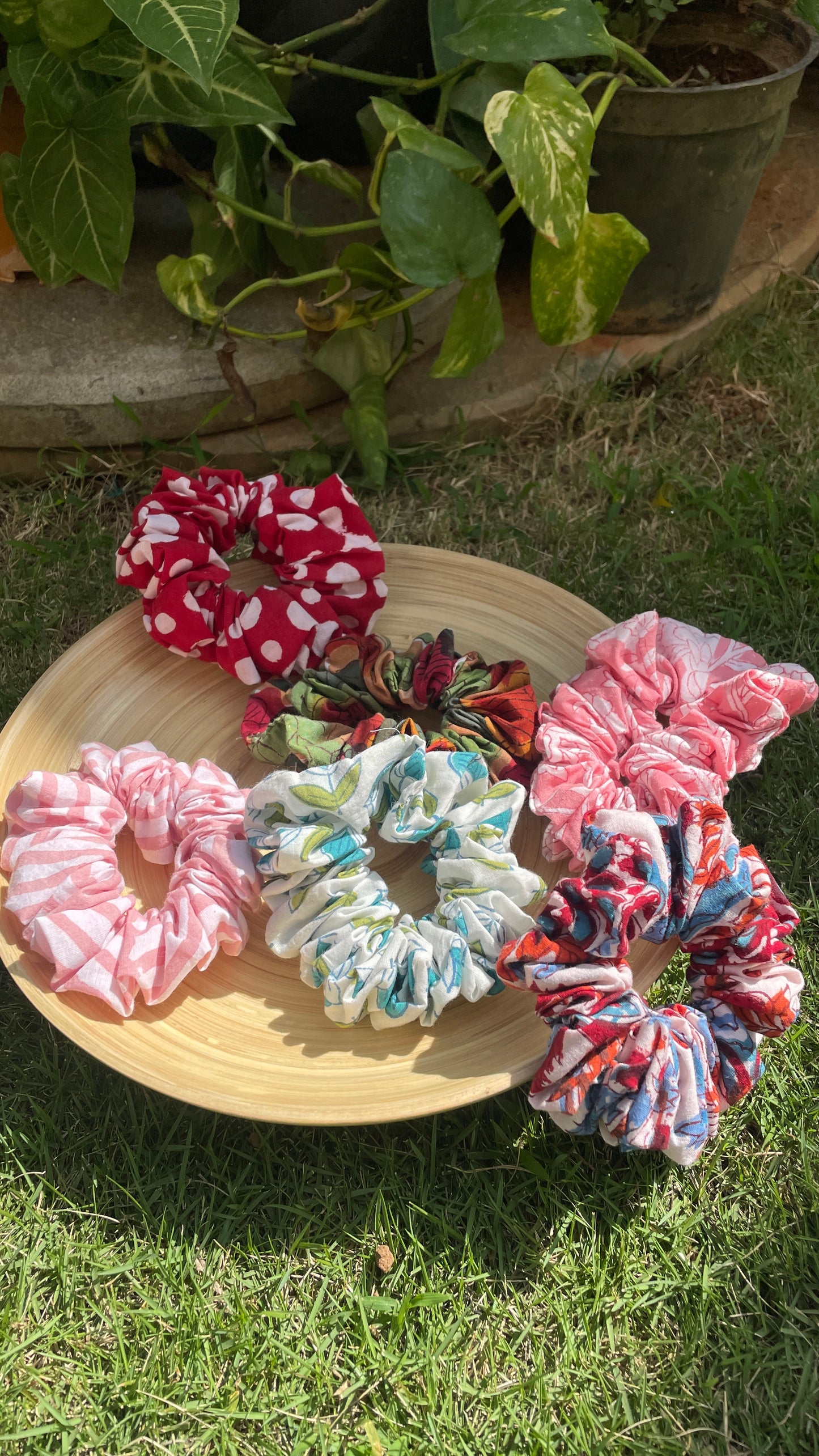 Assorted blockprint cotton scrunchies