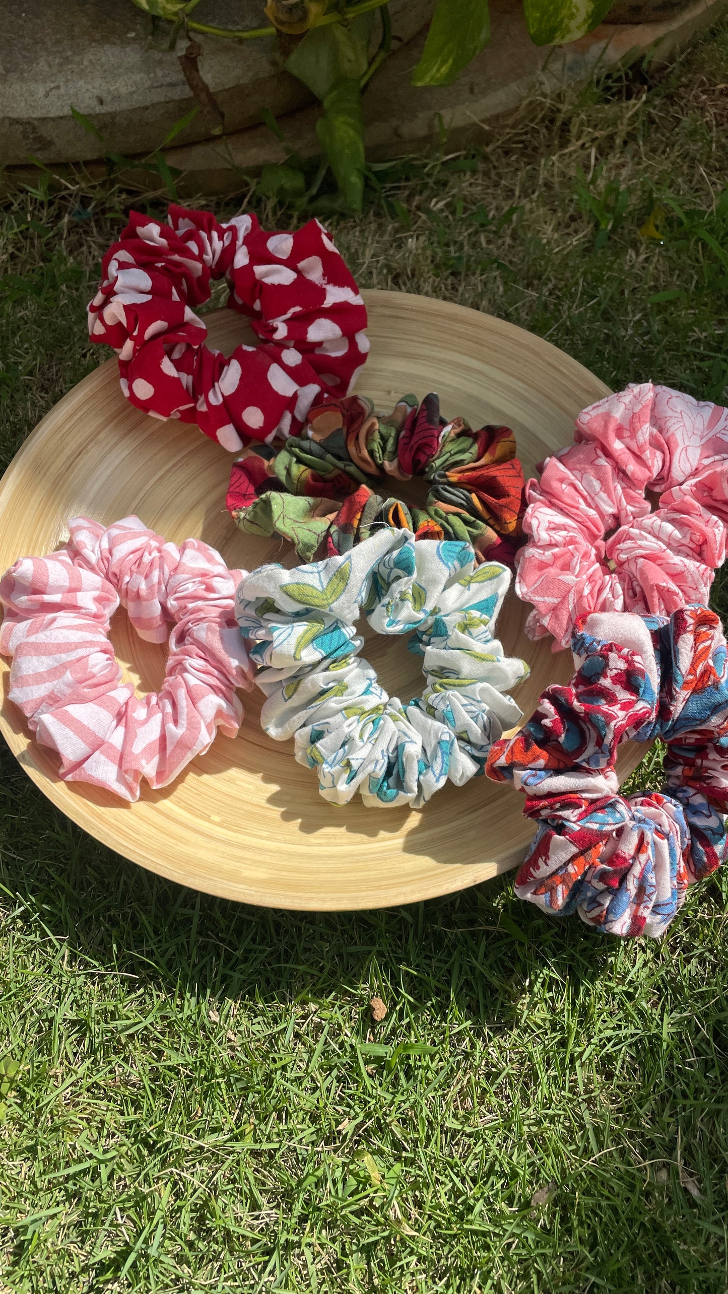 Assorted blockprint cotton scrunchies