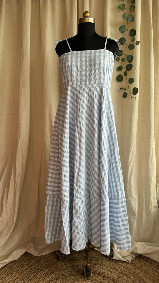 The Seersucker Amelia Dress - Icy Blue