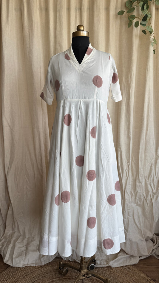 Classic Ease Polka Dot Dress - Nude