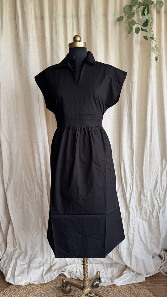 Sunday Stroll Dress - Black Poplin