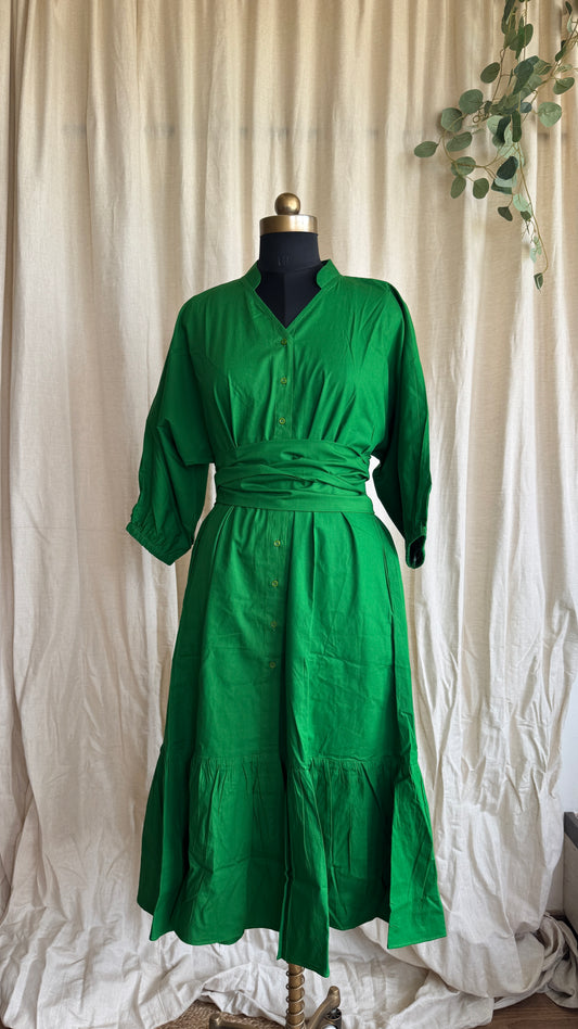 Everstyle - Green Poplin Midi Dress