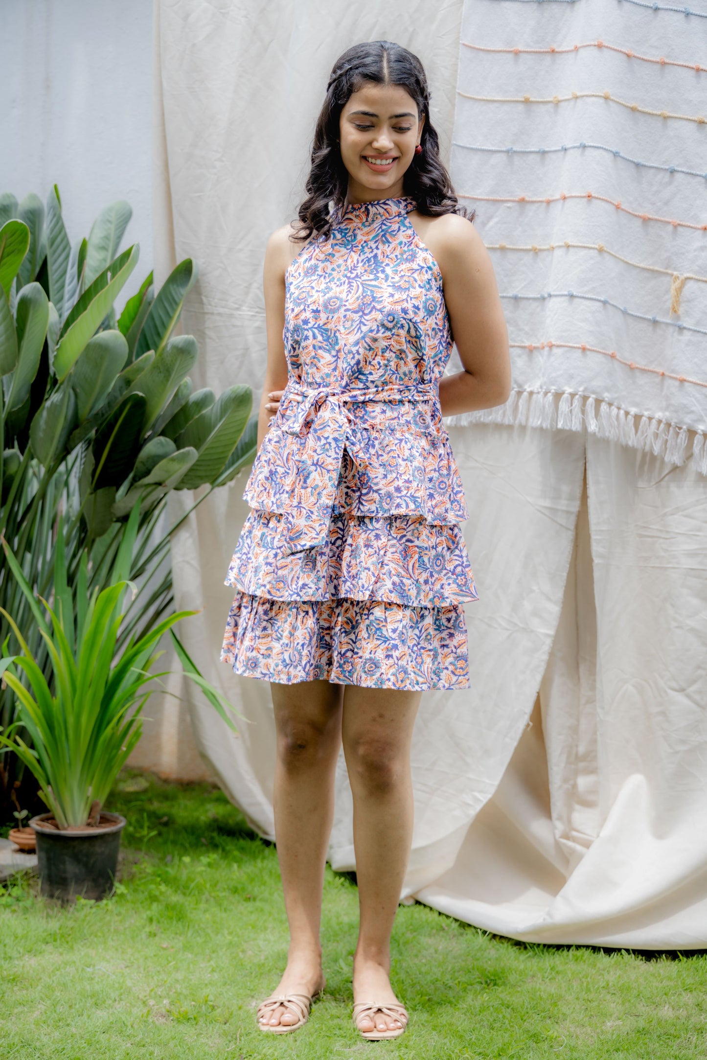 Sunset Blooms Tiered Dress.