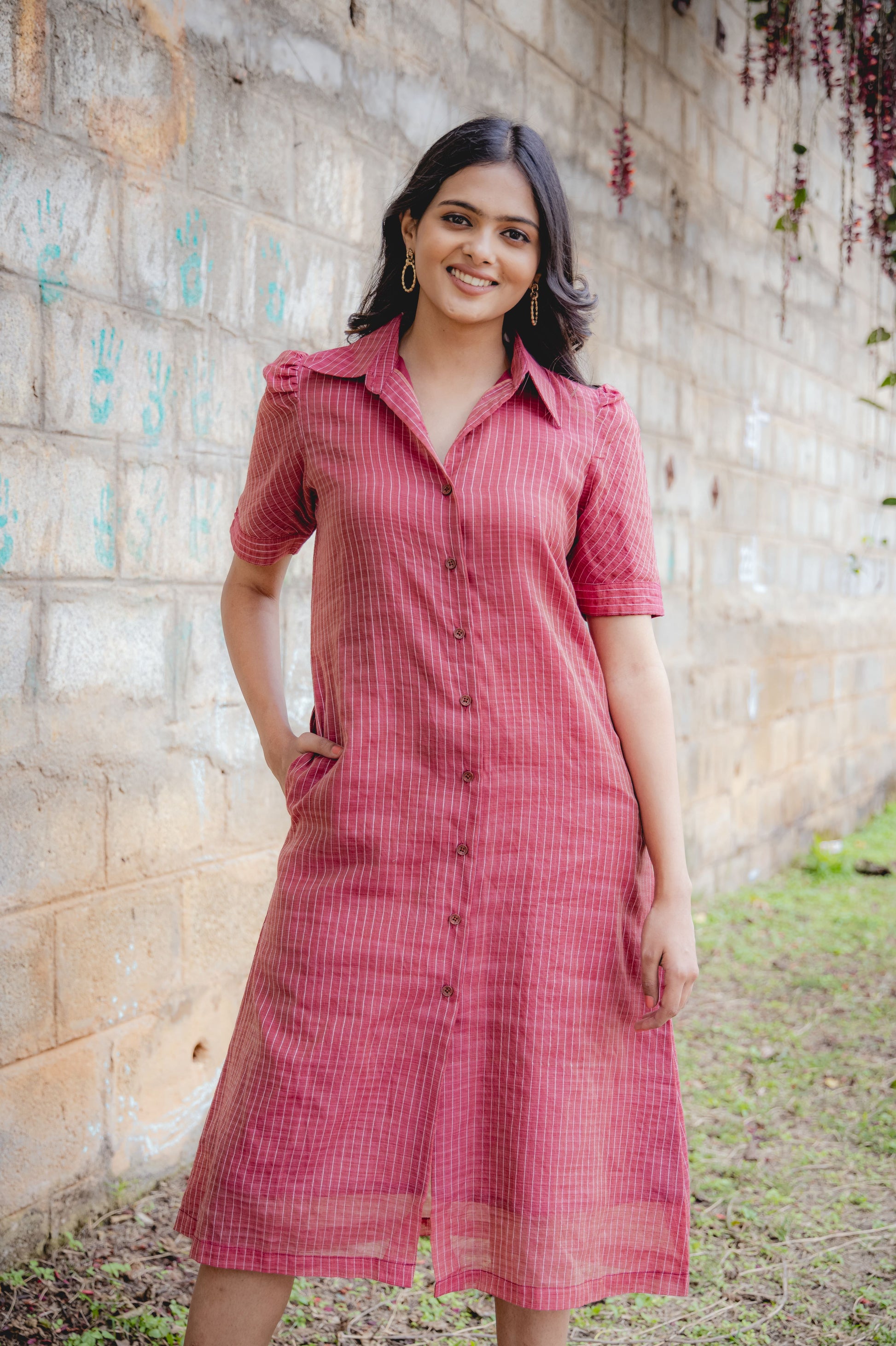 Kora Handloom Cotton with Kantha Work Comfort Fit Shirt Dress Studio 242 Kora Handloom Cotton with Kantha Work Comfort Fit Shirt Dress Studio 242