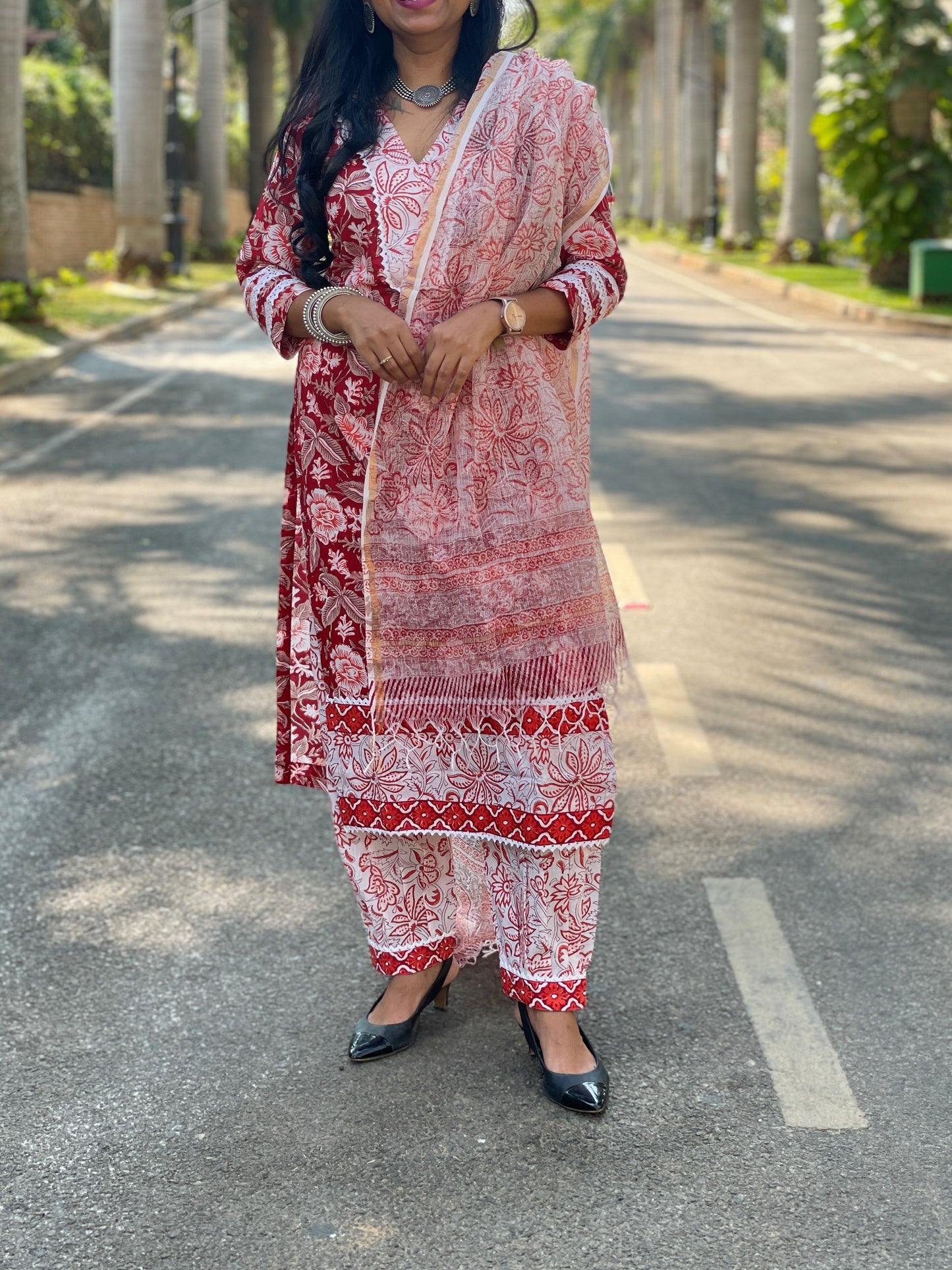 Laal Rang Afghan Pant 3/4 Sleeves Suit Set