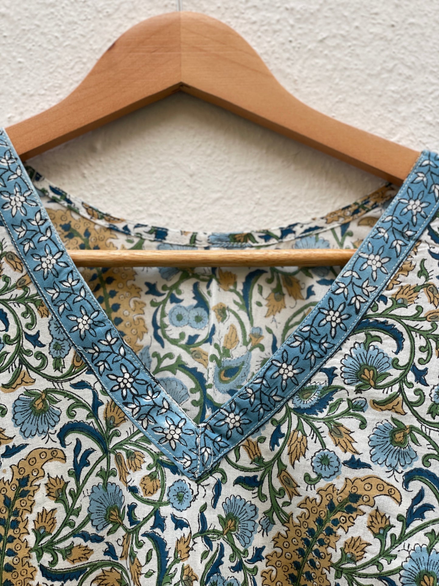 Soothing Blue Handblock print Long Kaftan