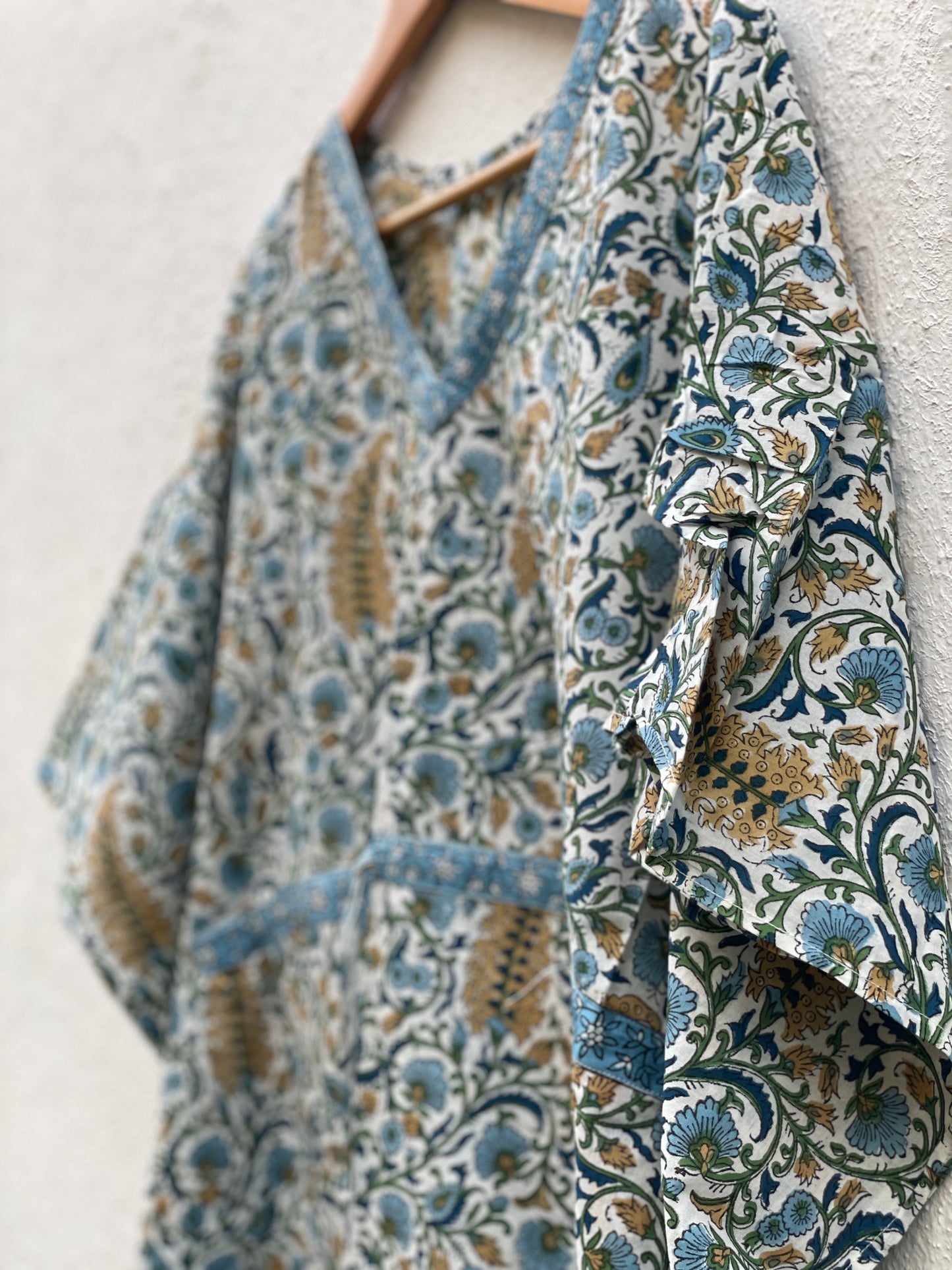 Soothing Blue Handblock print Long Kaftan